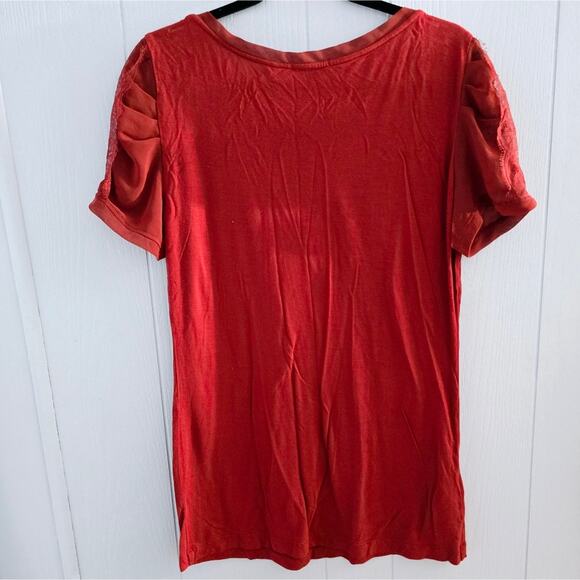 MNG by Mango Burnt Orange Ruffle Lace Sleeve size 10 Classic Coquette Feminine - Picture 5 of 6